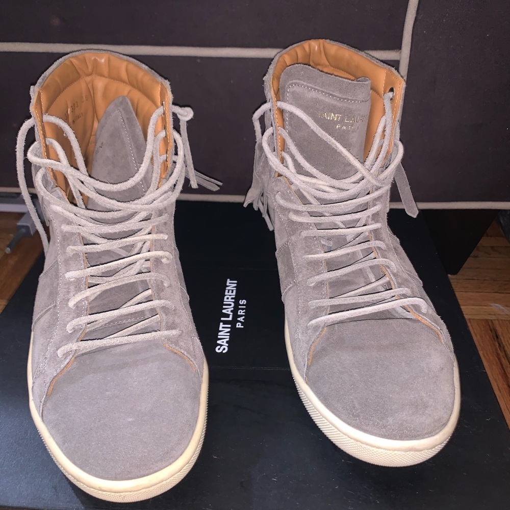 saint Laurent fringe high top sneakers